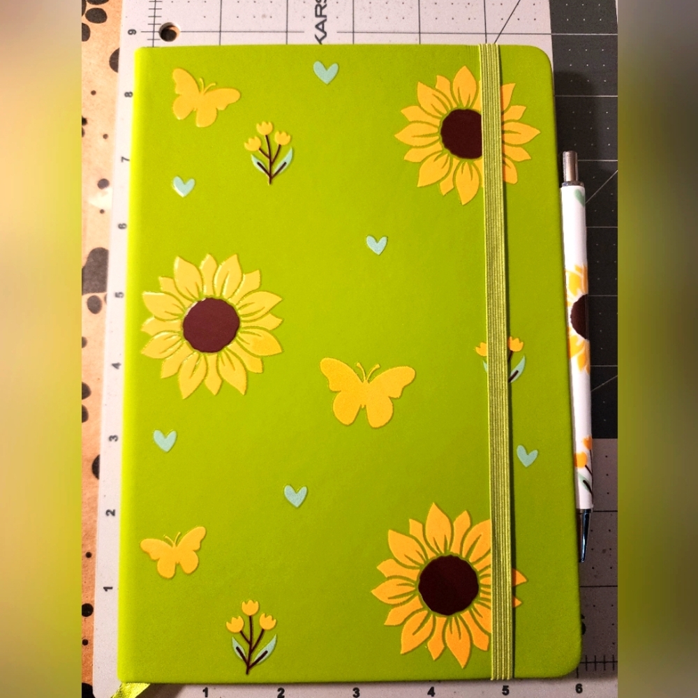Green Sunflower Journal with Pen